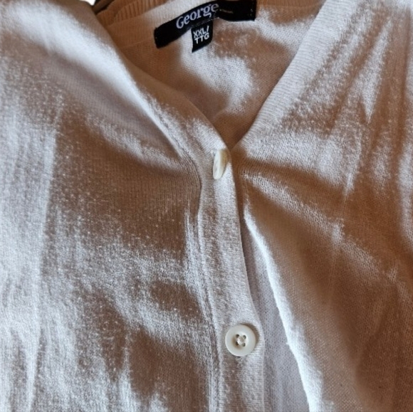 White Button Up Cooton Blend Cardigan - Picture 2 of 8